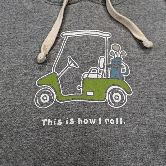 Life Is Good Hoodie Men's Small Gray Heather Golf Cart This Is How I Roll - Picture 2 of 8